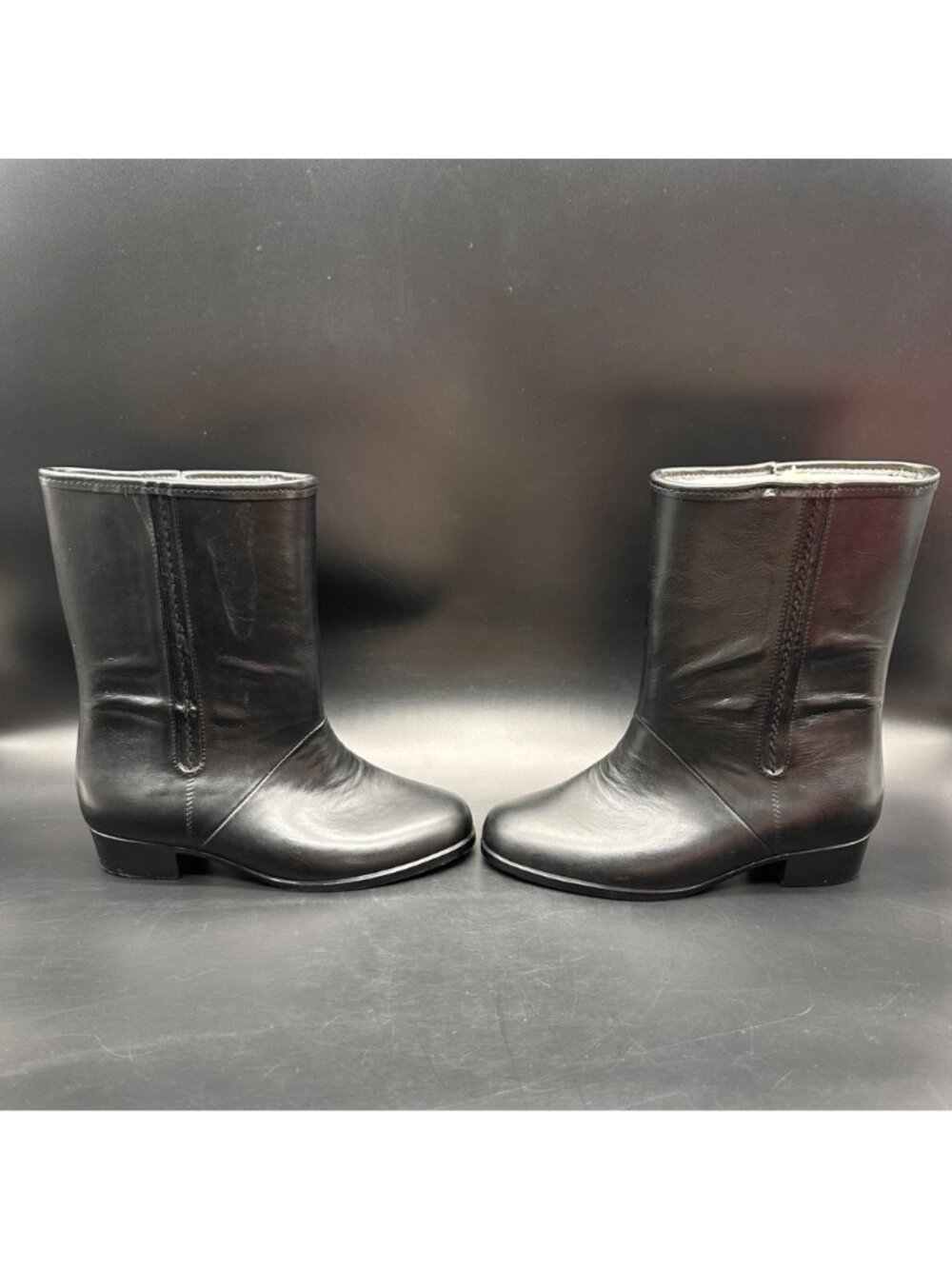 Vintage Black Boots Waterproof Sherpa Lined USA Size 6 Extra Wide Retro Winter - Picture 5 of 15